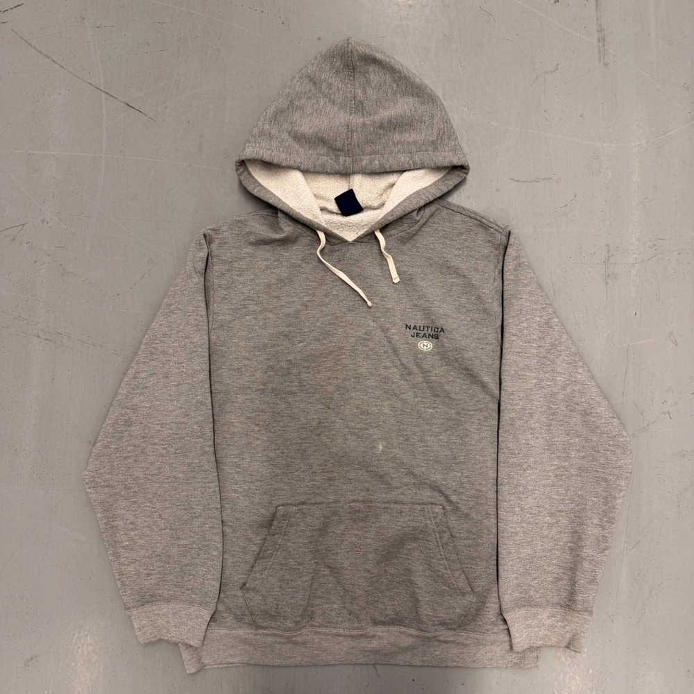 Nautica Jeans Company‎ Men's Gray Hoodie Pullover Sweatshirt Size L G